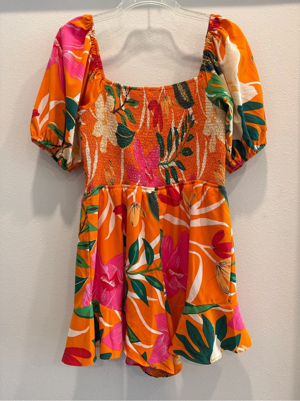 Bright Orange Floral Summer Romper